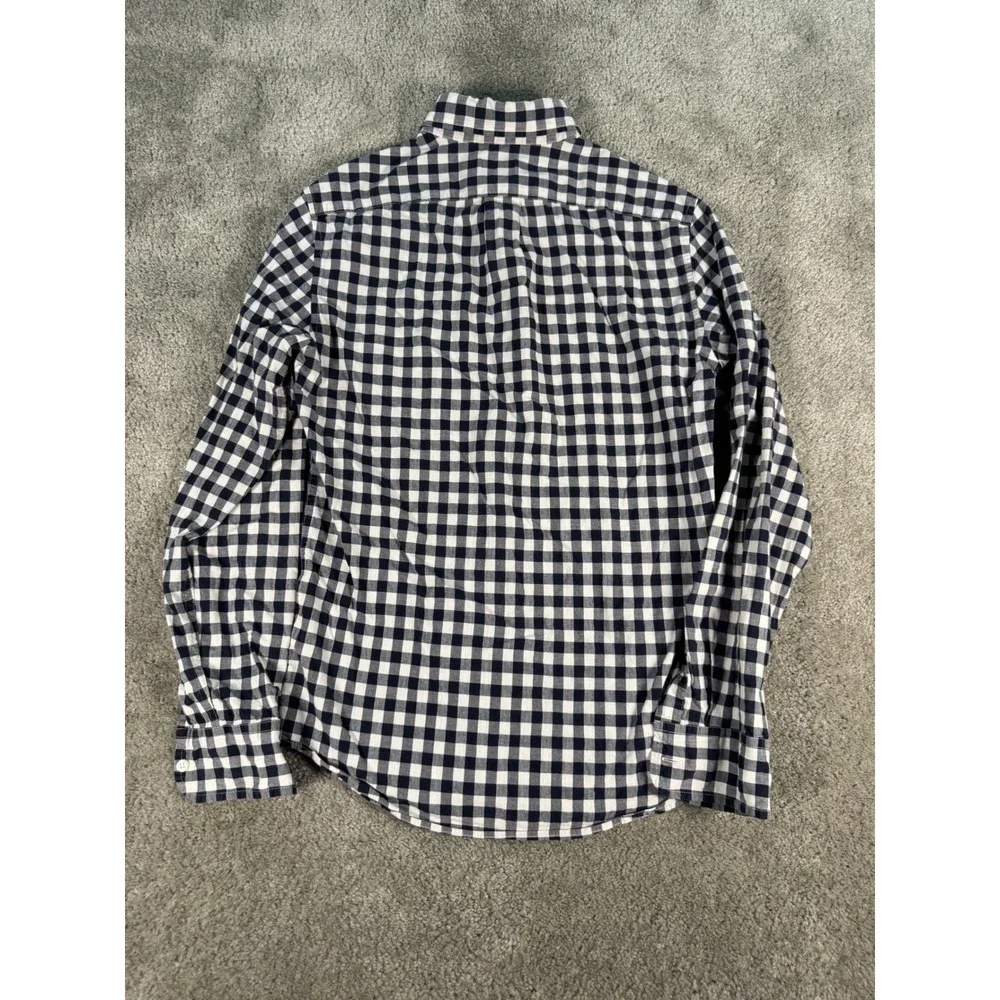 J. Crew Slim Fit Secret Wash Gingham Button Down Shirt Mens Small Navy White